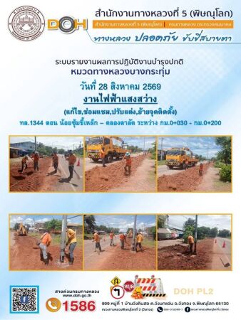 การปฏิบัติงานของ หมวดทางหลวง และ หน่วยงานในสังกัด เพื่ออำนวยความสะดวก และปลอดภัยให้กับประชาชนผู้ใช้เส้นทาง