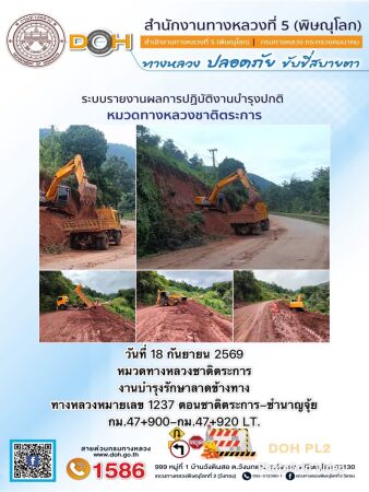 การปฏิบัติงานของ หมวดทางหลวง และ หน่วยงานในสังกัด เพื่ออำนวยความสะดวก และปลอดภัยให้กับประชาชนผู้ใช้เส้นทาง