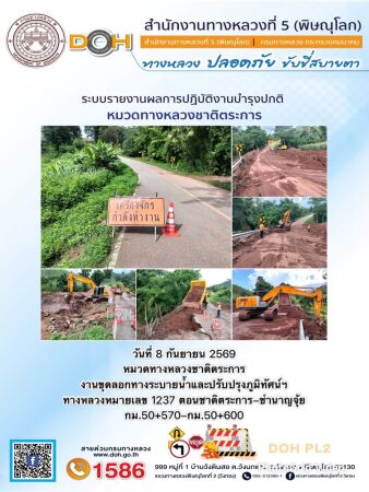 การปฏิบัติงานของ หมวดทางหลวง และ หน่วยงานในสังกัด เพื่ออำนวยความสะดวก และปลอดภัยให้กับประชาชนผู้ใช้เส้นทาง